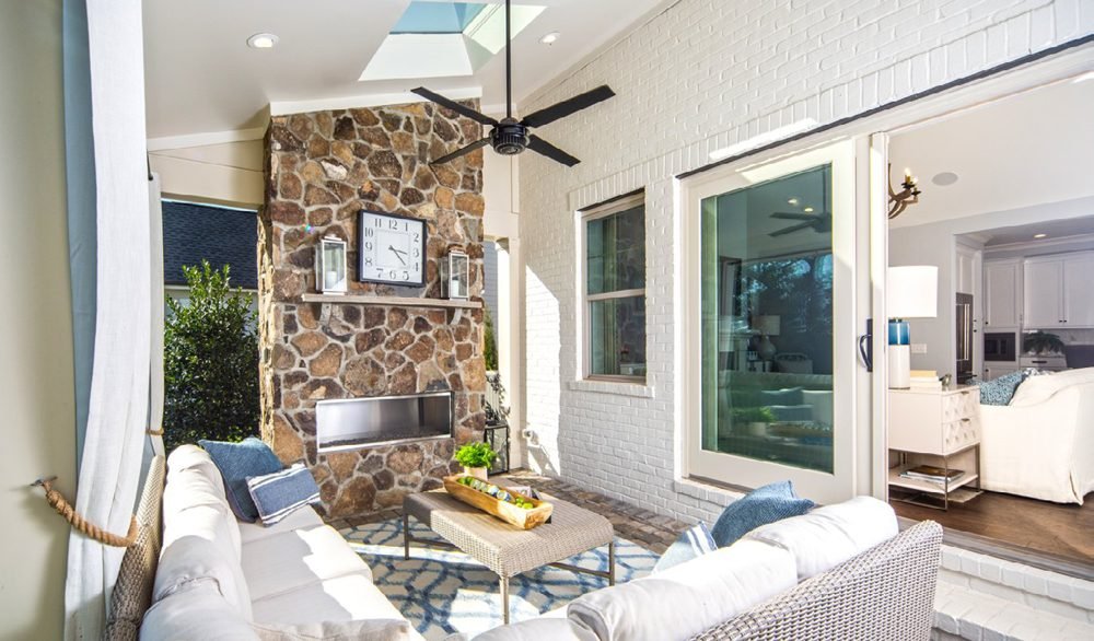 A living room lit from above