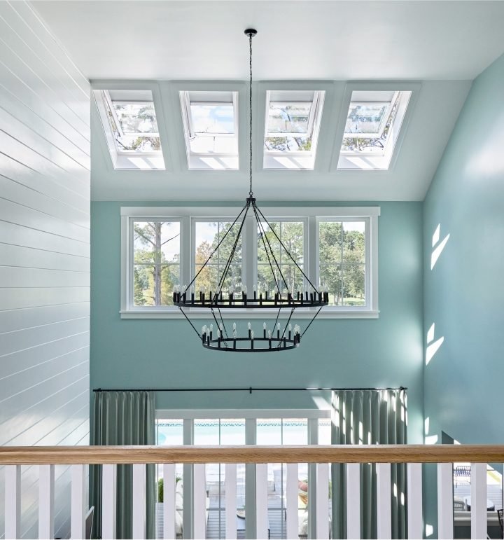 Fresh air skylights in a vaulted loft